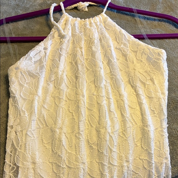 Jessica Simpson Fitted White Lace Halter Maxi Dress - Picture 5 of 13